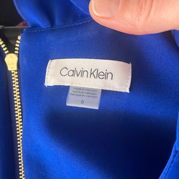 Calvin Klein Ruffle Neck Scuba Sheath - Picture 4 of 6